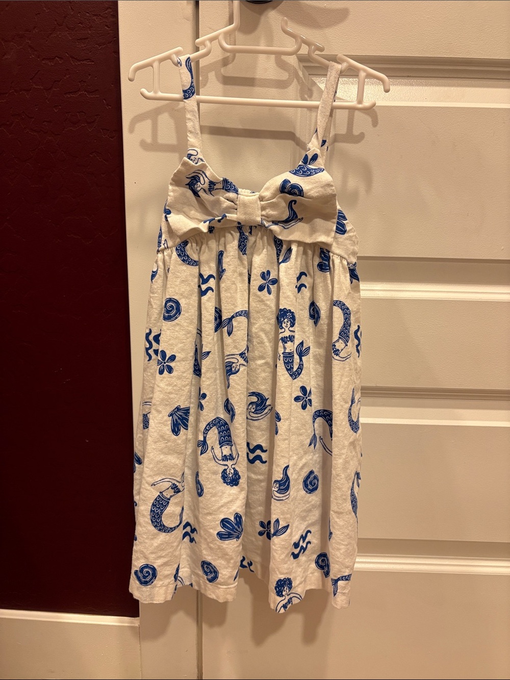 Kids Old Navy White Sundress with Blue Mermaid Print
